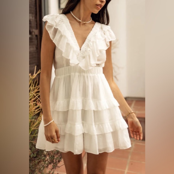 White Ruffled Dress - Picture 2 of 5